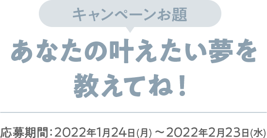 キャンペーンお題　あなたの叶えたい夢を教えてね！